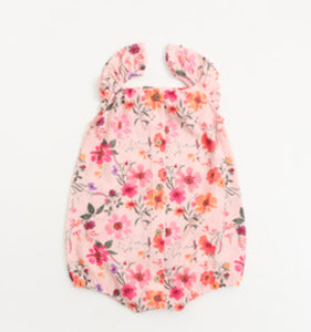 Baby Girl Pink Floral Bubble Romper: Size 3/6M to 24M