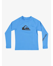 Load image into Gallery viewer, Quiksilver “All Time” Long Sleeved Rashguard in Bright Blue: Size 8 to 16 Years
