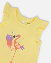 Load image into Gallery viewer, Deux Par Deux Sunshine Yellow Flamingo Graphic TShirt: Size 2 to 10

