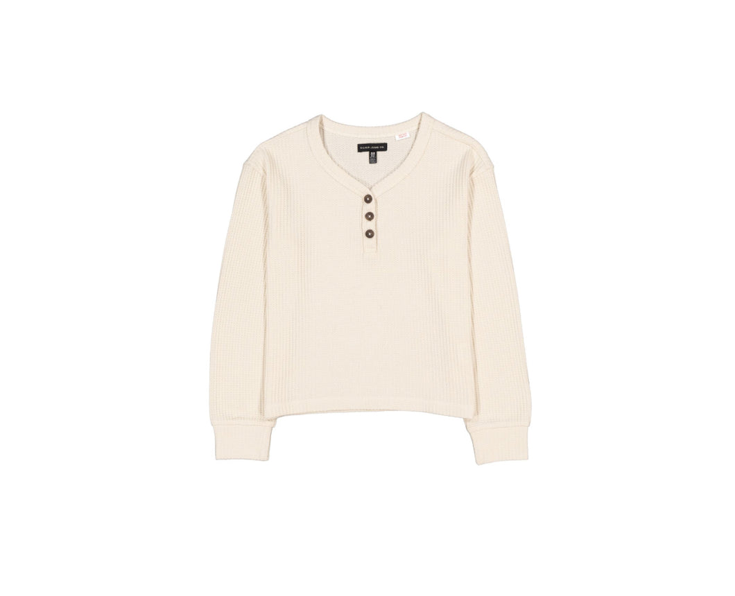Silver Jeans Co Long Sleeve Thermal Henley in Off-White: Size 7-8y - 14-16y