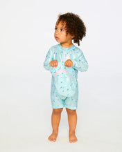 Load image into Gallery viewer, Deux Par Deux Baby Boy One Piece Rashguard Swimsuit Baby Glitter Seahorse Print: Size 3/6M to 3/4 Years

