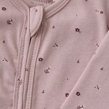 Load image into Gallery viewer, Fixoni Long Sleeve Organic Cotton Footless Sleeper In Dusty Rose With Flower Print: Size 12M to 24M
