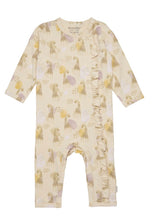 Load image into Gallery viewer, Minymo Organic Cotton Footless Nightsuit in Cream with Giraffes &amp; Ruffles
