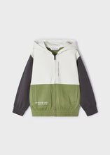 Load image into Gallery viewer, Mayoral Color Block Zip Up Hoodie Cream/Green/Grey: Size 3 to 9 Years
