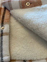 Load image into Gallery viewer, Girls Lined Shacket in Browns &amp; Creams: Sizes 7 to 14
