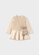 Load image into Gallery viewer, Mayoral Baby Girl Mixed Fabric Dress With Teddy Bear Bag: Size 2 to 4
