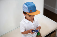 Load image into Gallery viewer, XS Unified Kids 5 Panel Baseball Cap in Denim Colorblock: Size O/S Fits 2 to 8 Years
