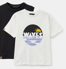 Load image into Gallery viewer, Mayoral Short Sleeved Tee with Waves Graphic in White: Size 8 to 18 Years
