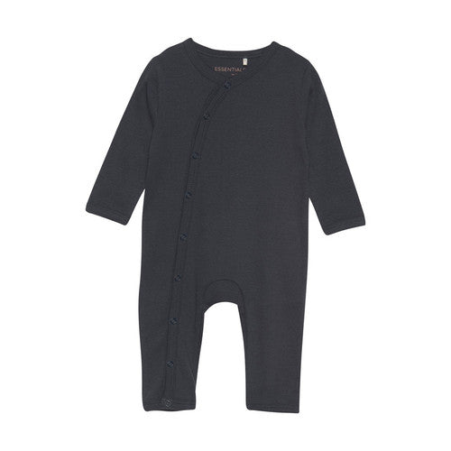 Fixoni Essentials Organic Cotton Ribbed Romper in Indian Blue: Size 0M to 12M