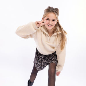 Soft Fluffy Quarter Zip Sweater in Cream: Size 2 to 14 Years
