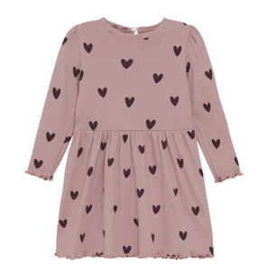 Creamie Brand Long Sleeved Dress with Heart Print: Size 2 to 7Years