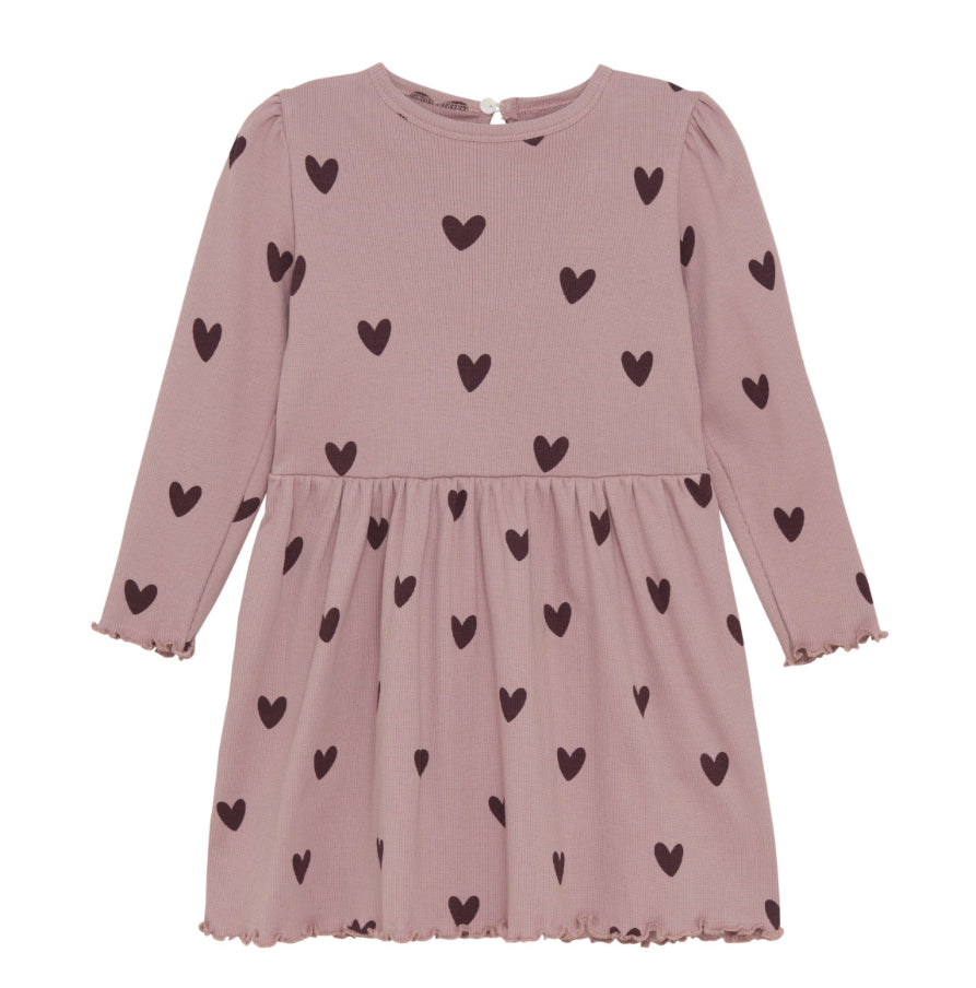 Creamie Brand Long Sleeved Dress with Heart Print: Size 2 to 7Years