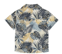 Load image into Gallery viewer, Button Down Shirt with Blue Palms Print: Size 6/9M to 6 Years
