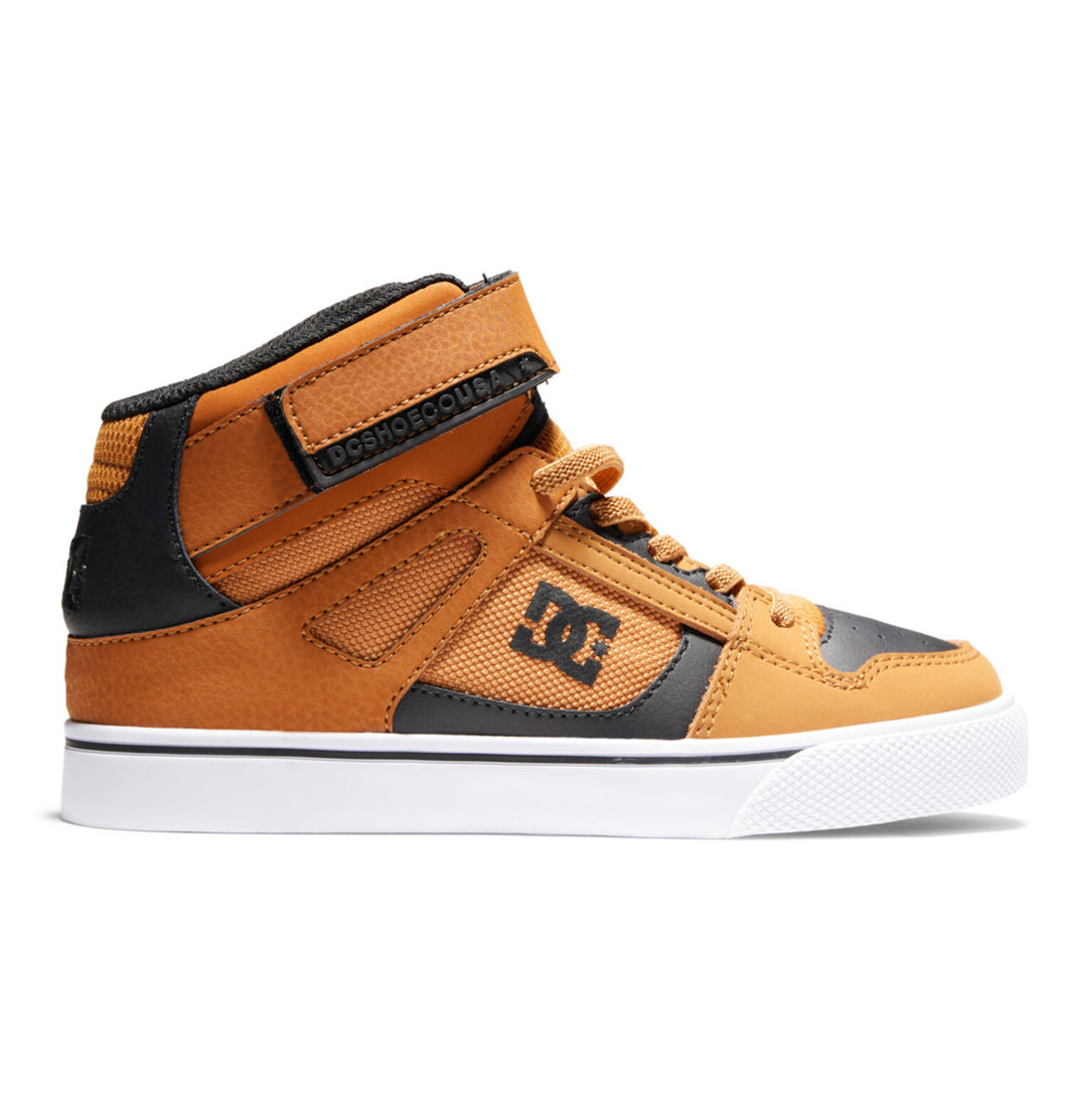 DC Pure High Top Elastic Lace Hightop in Wheat/Black: Size 1 to 7
