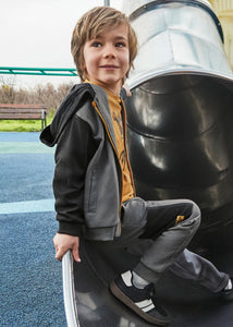 Mayoral Boys Zip Up Hoodie in 2 Tone Grey: Size 2 to 9