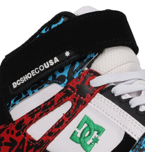 Load image into Gallery viewer, DC Pure High Top EV High Top Sneakers in Blue/Red/White Graffiti: Size 10 to 7
