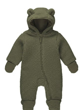 Load image into Gallery viewer, Dirjke Baby Hooded Sherpa Zip Up Suit in Moss Green: Size 0/3M to 12M

