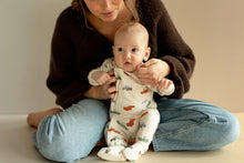 Load image into Gallery viewer, Coccoli Cotton-Modal Zipper Sleeper in Cream w/ Truck Print: Size 1M to 12M

