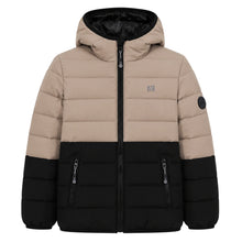 Load image into Gallery viewer, Nano Girls Hooded Puffer in Beige/Black: Size 3 to 10 Years
