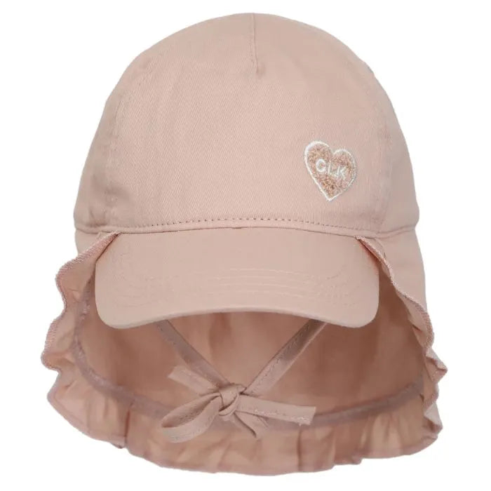 Calikids Baby Ball Cap with Neck Flap in Pink Clay: Size 3M to 3 Years