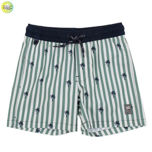 Boys Näno Striped Swim Shorts With Palm Trees