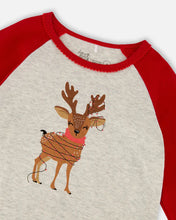 Load image into Gallery viewer, Deux Par Deux Organic Cotton Two Piece Printed Pajama Set With Reindeer : Size 2 to 12 Years
