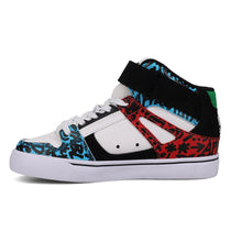 Load image into Gallery viewer, DC Pure High Top EV High Top Sneakers in Blue/Red/White Graffiti: Size 10 to 7
