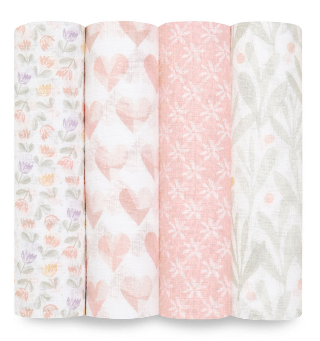 Aden + Anais Silky Soft Classic Muslin Cotton Swaddle Blanket Olive Leaves Print