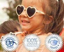 Load image into Gallery viewer, Real Shades “Heart” Sunglasses in Almond: Size Toddler 2+
