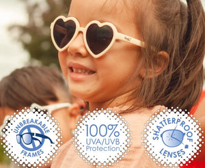 Real Shades “Heart” Sunglasses in Almond: Size Toddler 2+