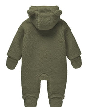 Load image into Gallery viewer, Dirjke Baby Hooded Sherpa Zip Up Suit in Moss Green: Size 0/3M to 12M
