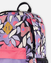 Load image into Gallery viewer, Deux Par Deux Backpack Navy Retro Flower Print

