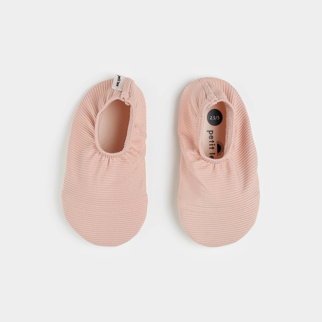 Petite Lem Girls Rose Quartz Ribbed Swim Slippers