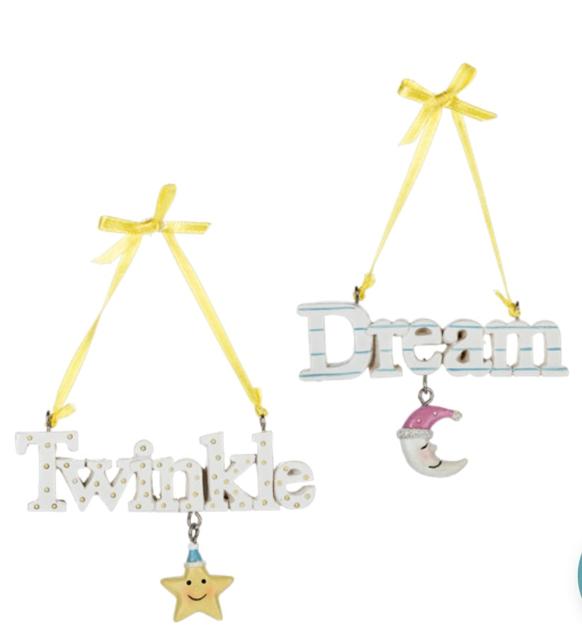 Baby Ganz Christmas Ceramic Ornament: “Twinkle” and “Dream”