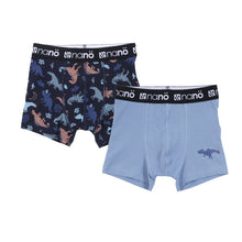 Load image into Gallery viewer, Nano Boys Boxer Brief Dino/Grey Blue Print 2 Pack : Sizes 2/3 to 10/12

