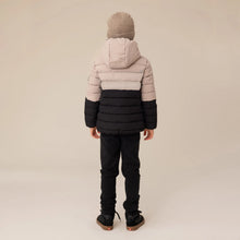 Load image into Gallery viewer, Nano Girls Hooded Puffer in Beige/Black: Size 3 to 10 Years
