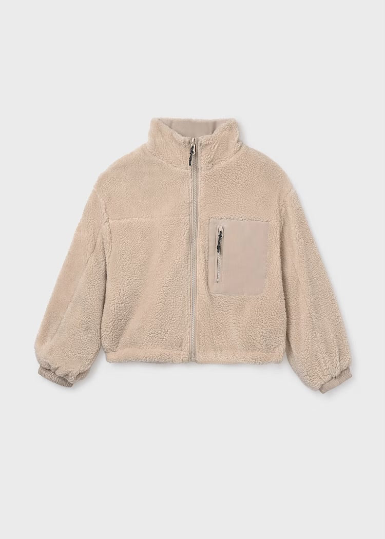 Mayoral Reversible Cropped Sherpa Jacket In Cream:  Size 8 to 18 Years