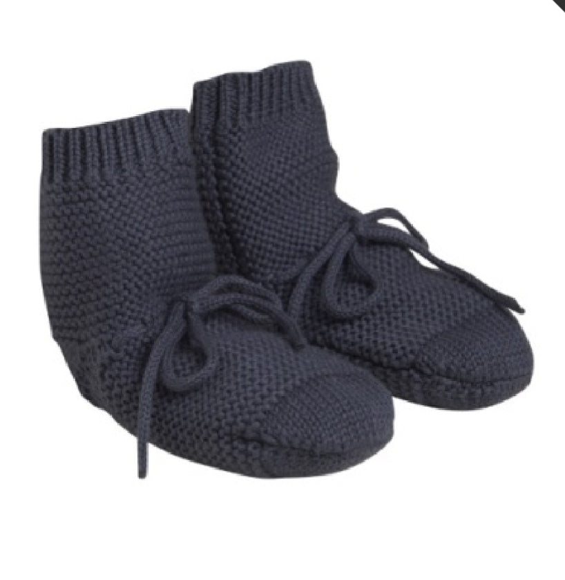 Fixoni Infant Knit Booties in India Ink: Size 0-1M to 3-6M