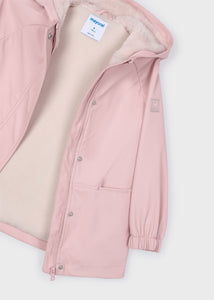 Mayoral Hooded Raincoat with Fleece Lining in Soft Pink: Size 4 to 8