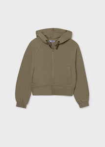 Mayoral Girls Long Sleeved Zip Up Hoodie in Olive: Sizes 8 to 18