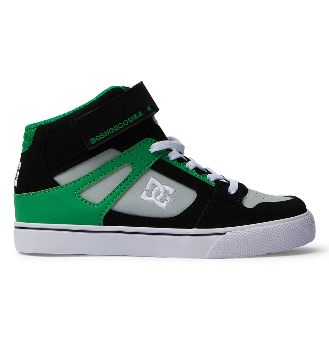 DC Pure High Top Elastic Lace Hightop in Black/Kelly Green: Size 11 to 7