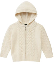 Load image into Gallery viewer, Me &amp; Henry Hooded Cable Knit Zip Up Sweater in Cream: Size 2/3 to 16 Years
