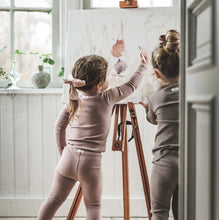 Load image into Gallery viewer, Minymo Baby Girl Ribbed Organic Cotton leggings in Dusty Rose: Size 1M - 9M
