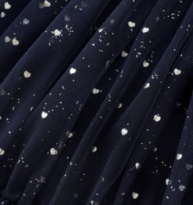 Minymo Short Sleeved Black Sparkle Heart Dress: Size 6-12M to 7 Years