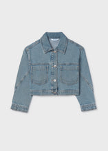 Load image into Gallery viewer, Mayoral Cropped Medium Wash Denim Jacket: Size 8 to 18 Years
