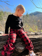 Load image into Gallery viewer, Boys Red &amp; Black Plaid Lounge Pants
