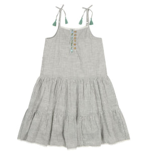 Poppet & Fox Boho Strappy Embroidered Summer Dress: Sizes 7 to 12