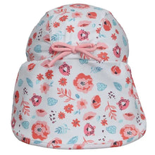Load image into Gallery viewer, Calikids Baby Floral Beach Cap with Neck Flap: Size 6M to 24M
