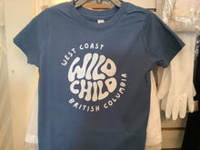 Load image into Gallery viewer, Roo &amp; Crew “Wild Child” 100% Cotton Tee in Marine Blue: Size 6M to Small
