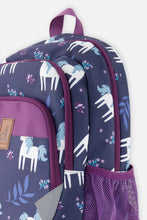 Load image into Gallery viewer, Deux Par Deux Baby Backpack Navy Unicorns Print
